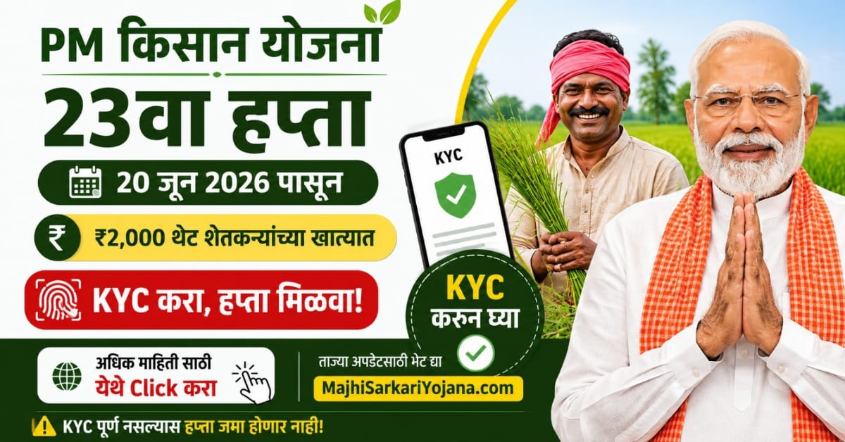 PM Kisan Installment 23वा हप्ता 2026 e-KYC करा अन्यथा हप्ता जमा होणार नाही